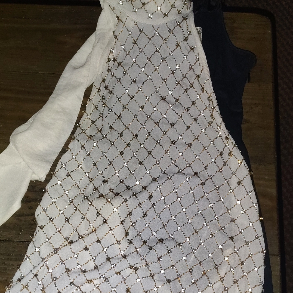Free People White and Gold Halter Top